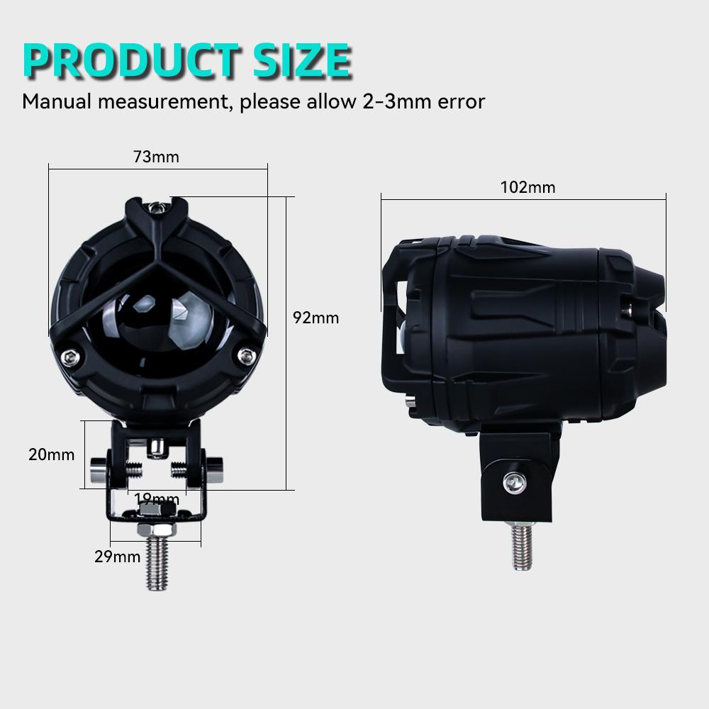 Motorcycle Led Headlight Additional Moto Spotlights Fog Yellow Light Universal Motorbike Auxiliary 12V 24V LED Driving Lamp