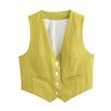 Dames Retro Ensfarget Godterifarge V-hals Kort Dressvest