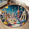 Chess Round Area Rug,Carpet Rug for Living Room Bedroom Sofa Playroom Decor,Non-slip Floor Mat