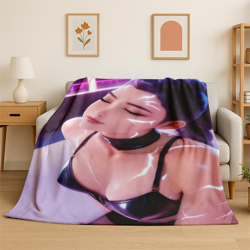 Kpop Demon Hunter Rumi Mira Zoey Gruppo Cartoon Coperta in Flanella Morbida Calda Coperta Plaid per Camera da Letto Soggiorno Letto Viaggio Regalo