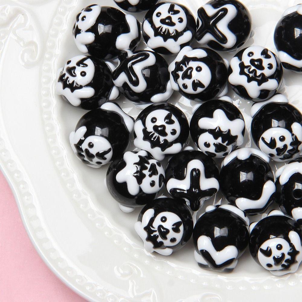 10 ks Akrylové Halloweenské Korálky pro Výrobu Šperků Kreslené Ručně Kreslené Akrylové Korálky Ručně Vyráběné DIY