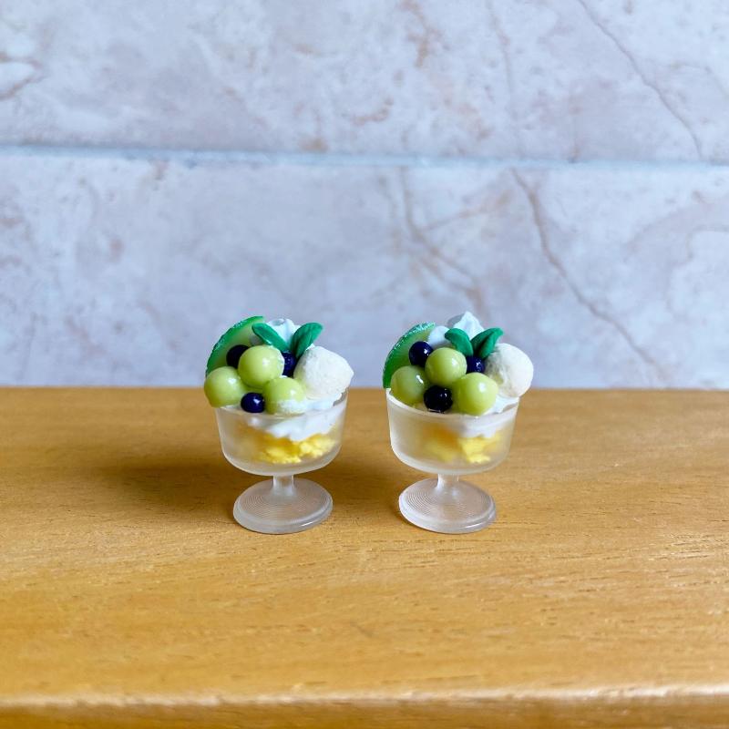 1Pcs Miniature Dollhouse Mini Tea Shop Honeydew Soda Hami Melon Ice Cream Cup Model Pretend Play Kitchen For Kids Toy Accessory