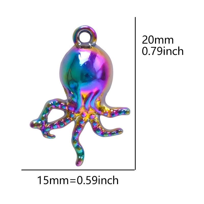 6Pcs Marine Organism Rainbow Colored Octopus Shark Charms For Jewelry Making Supplies Diy Keychain Earrings Accessories Pendants