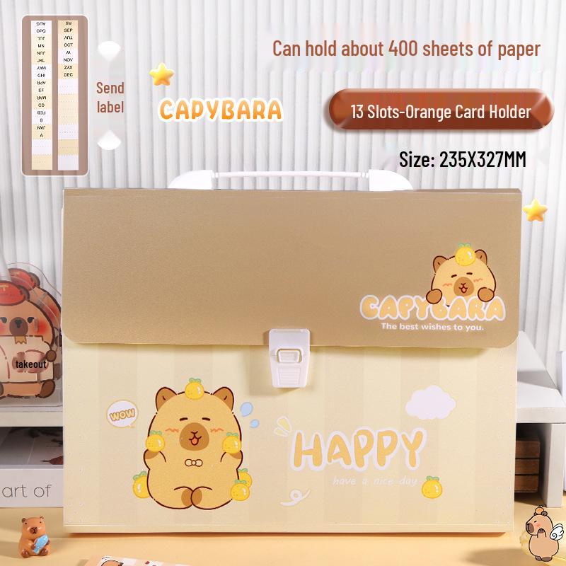 

Capybara Accordion Bag: Large Capacity A4 Test Paper & File Storage