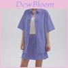 Girl Casual Twopiece Shirt Set With Polyester Fabric And Wrinkle Detailing For Summer Fashion