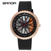 Sanda Men's 1061 Waterproof Leather Strap Watch with Trendy Hollow Dial