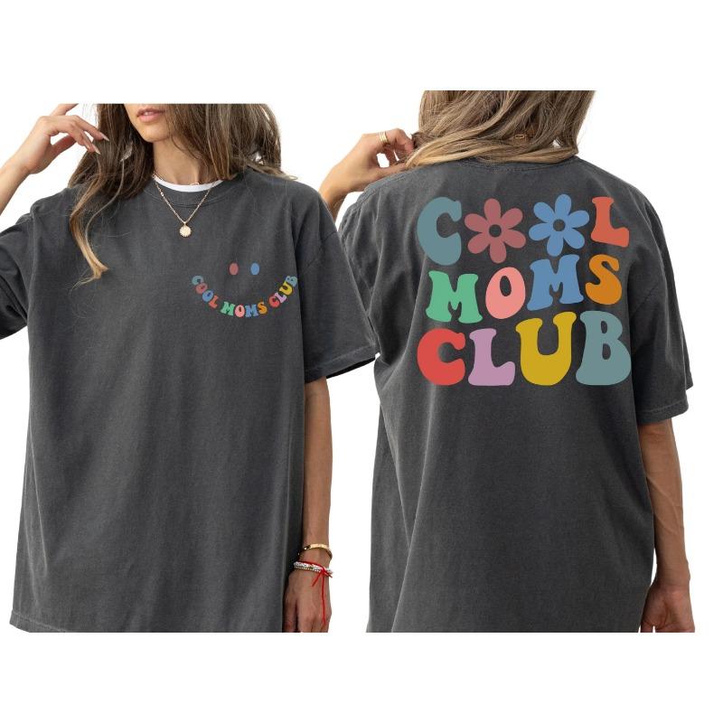 Women s Plus Size Retro Cool Moms Club  T-shirt Cotton Breathable Fashionable and Versatile Unisex Streetwear Oversized XL