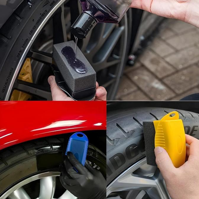 Wheel Rim Cleaning Brush and Applicator Sponge for Car Detailing