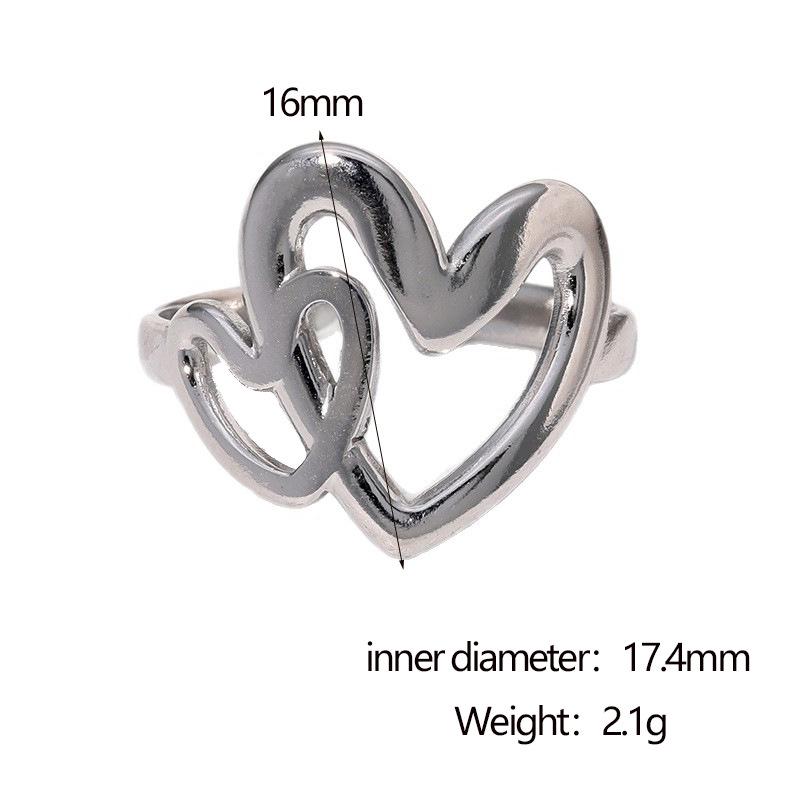 Stainless Steel Geometric Glossy Gold Color Rings for Women Men Waterproof Oval Heart Opening Rings Banquet Jewelry Accessories