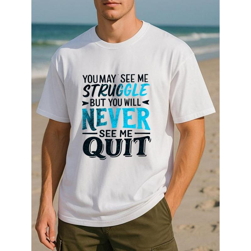 European sizes Struggle and Never Give Up Declaration Men'S Print Short-Sleeved Shirt | Breathable Fabric