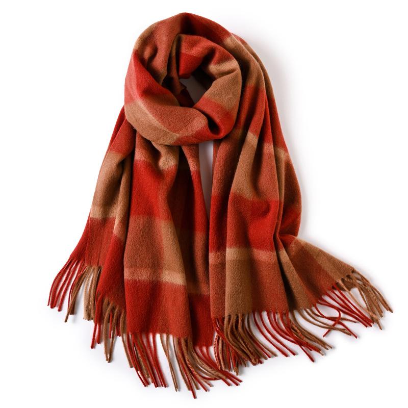 Milk camel pure wool scarf women's autumn and winter versatile thickened cashmere scarf new shawl dual-purpose