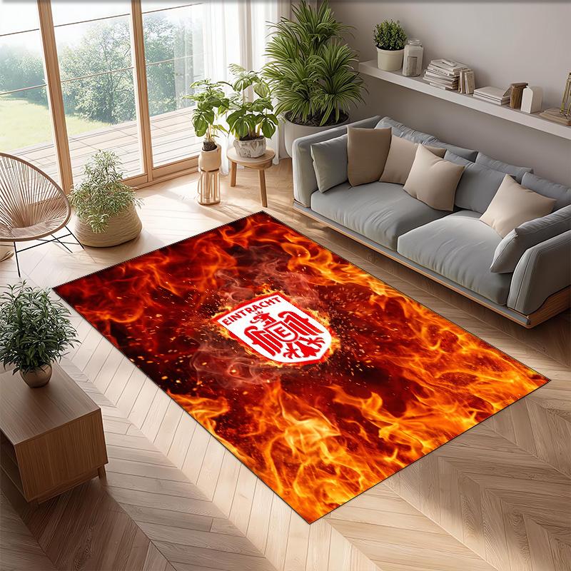Eintracht Frankfurt Voetbal Print Kristal Fluweel Tapijt, Comfortabel Waterabsorberend Antislip Binnen Vloerkleed