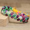 Pulsera trenzada de ágata arcoíris de doble capa – Cordón colorido, Joyería Boho, Regalo de energía de alegría para hombres y mujeres