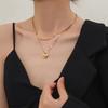 European and American Stainless steel Double-layer Gold Color Heart Pendant Neckchain For Women 2026 Fashion Jewelry Accessories