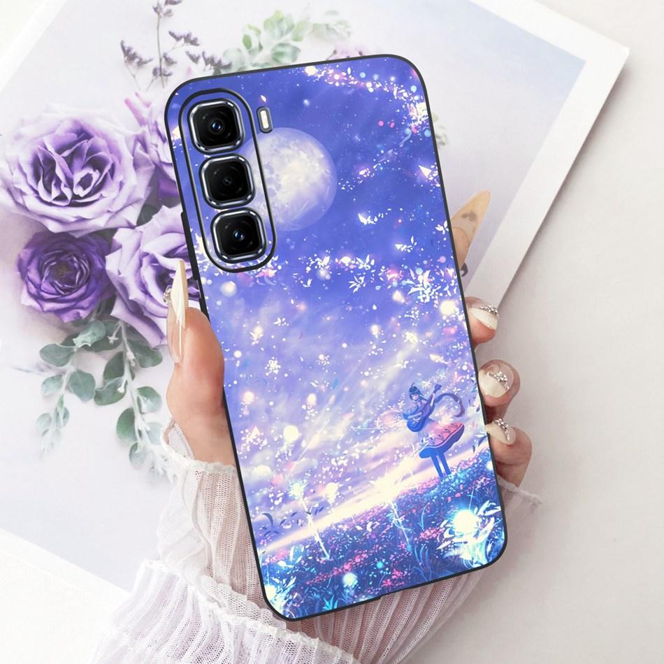 For Infinix Hot 50 Pro+ 50Pro 4G Cute Flower Butterfly Cat Case For Infinix Hot50 Pro Plus 4G Black Silicone Soft Phone Cases