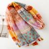Floral Boho Scarf with Tassels - Breathable Viscose, Lightweight Beach Shawl In Red, Pink, Yellow & Green, Perfect for Spring & Summer