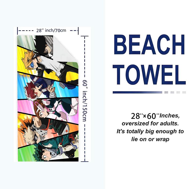My Hero Academia Print Beach Towel, Large Soft Quick Dry Towel for Beach Camping Swimming
