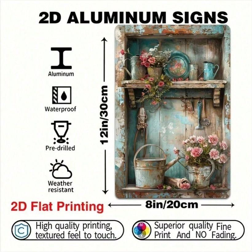 Tin Sign Wall Art Decor, Garden Theme Metal Poster, Kitchen Coffee Home Living Room Office Print