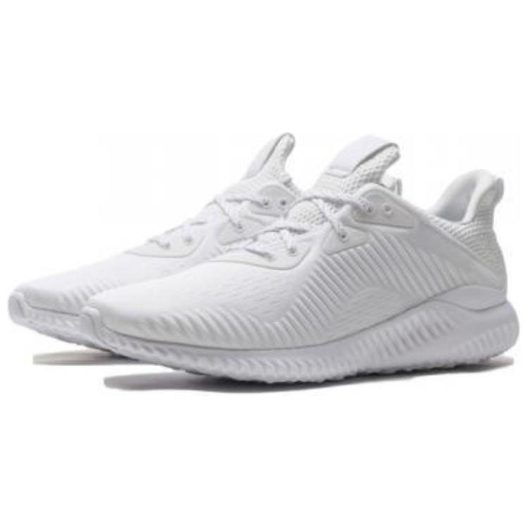 Adidas Alphabounce Ek Solid Color Lace-Up Breathable Fabric Leather Non-Slip Wear-Resistant Low-Top Casual Running Shoes Unisex Sneakers White GW4223