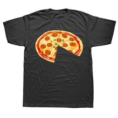 Ensemble assorti T-shirts Hommes Femmes Mode Décontractée Pizza Manquante d'une Part 100% Coton Lâche Surdimensionné T-shirt Été