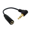 AQQUP 90 Degree Right Angle 3.5mm 3 Pole Audio Stereo Male To Female Extension Cable 10cm Black