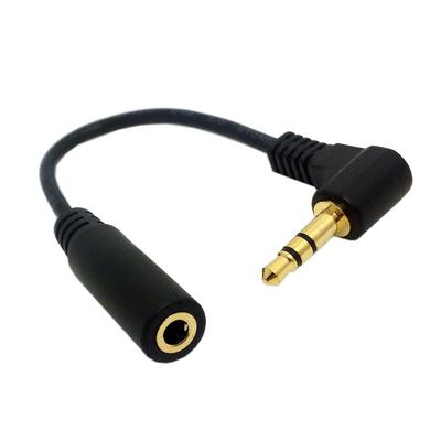 AQQUP 90 Degree Right Angle 3.5mm 3 Pole Audio Stereo Male To Female Extension Cable 10cm Black
