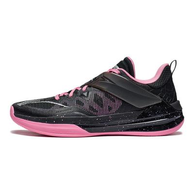 LiNing Blade 3 Team Stoßdämpfende Rutschfeste Strapazierfähige Low-Top Basketballschuhe Herren-Sneaker Schwarz Pink ABAS095-11