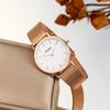 BUREI Analoge Quarzuhr mit wasserdichtem Netz, stilvoll und beliebt für den Weg zur Arbeit, schlank und leicht, Rosé-Edelstahl-Armband für Damen, Freizeit, Schule,