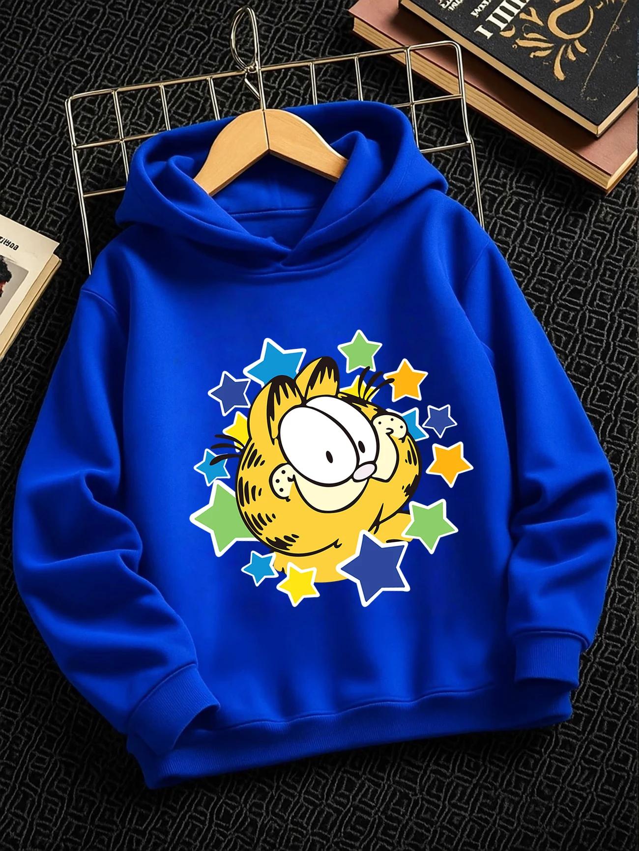 Warm Garfield Zip Hoodie Kids Summer Cute Cartoon Crewneck Boys Girls 3-14 100