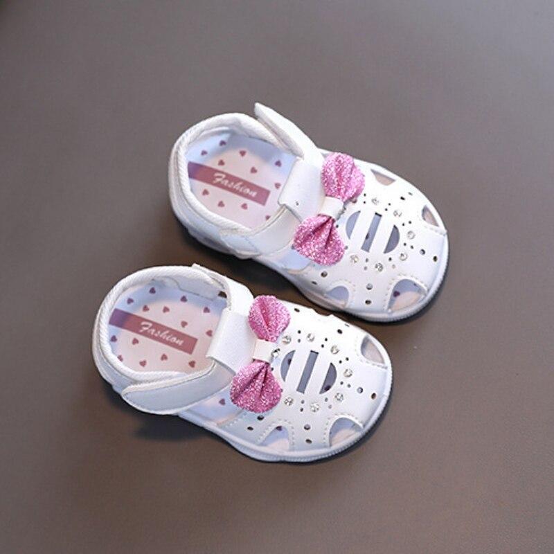 Summer Sandals Princesses Shoes For Girls Baby Breathable Hoolow Out Bow Shoes Flat Beach Sandals