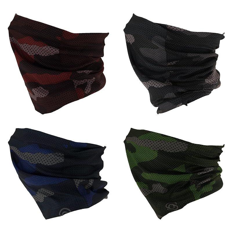 Used [NEW] [SMEHCF] Multipurpose Bandanas 4pcs for Women Men Headband Balaclava Hair Head Scarf Face Half Airsoft Paintball Mask Neck Gaiter