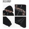 Felpa Unisex Oversize con Cappuccio e Zip con Stampa Leopardata e Design a Stelle Streetwear Casual