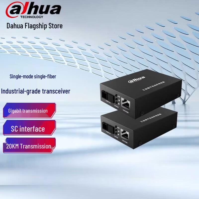 Dahua Industrial Gigabit Fiber Optic Media Converter CN plug (adapter included)