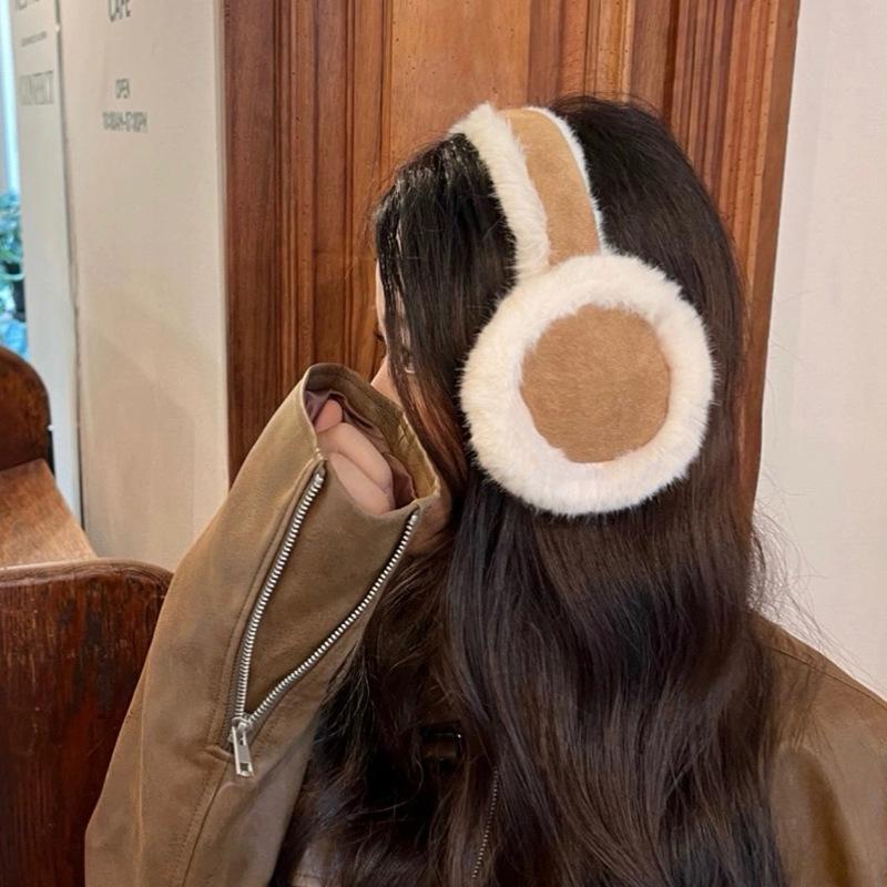 Maillard Brown Plush Earmuffs - Cute, Warm Ear Protection for Winter Cycling