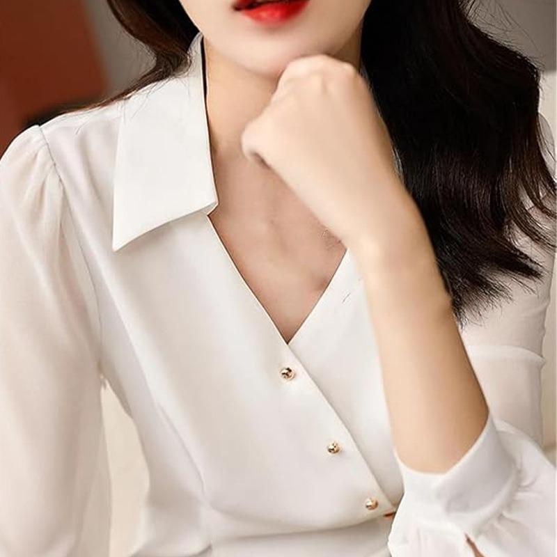 2026 New Autumn and Winter Women's Long-sleeved Shirt Solid Color Fashion Simple Casual Versatile