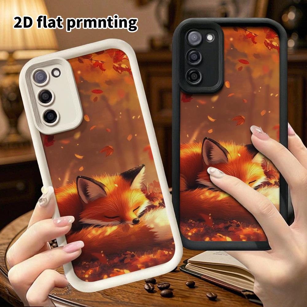 Phone Case: 2D Flat Samsung Galaxy A34 A35 M05 M06 S20 S22 S21 FE Plus 5G Tiered Protective Case, Sleeping Red Fox, Christmas and Halloween Gift