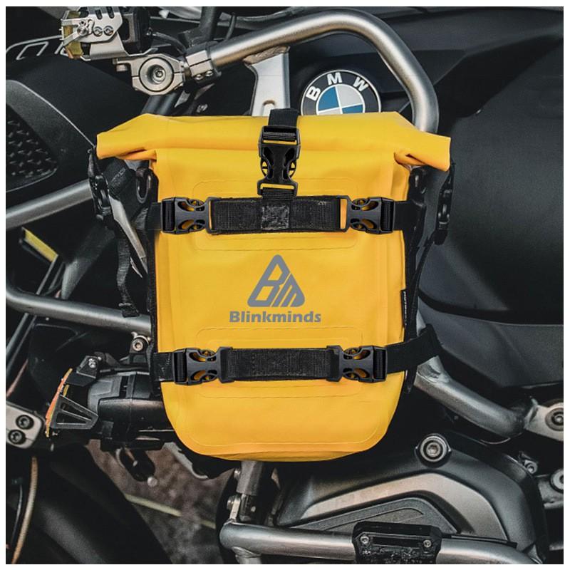 Motorcycle Side Bag Waterproof 8L Quick-Release Crash Bar Mount Travel Saddlebag Adventure Riding