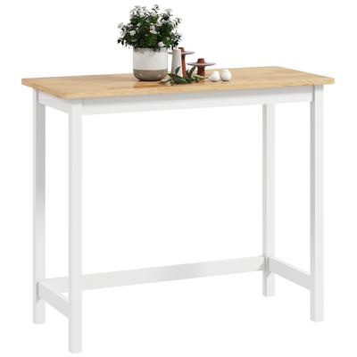 Bar Table, Oak Look, Compact, Space for 2 People, Natural Wood+White