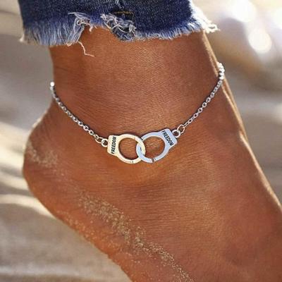 Punk Foot Chain Silver Ankle Chain Yean Ankle Bracelet Handcuffs for Women and Girls