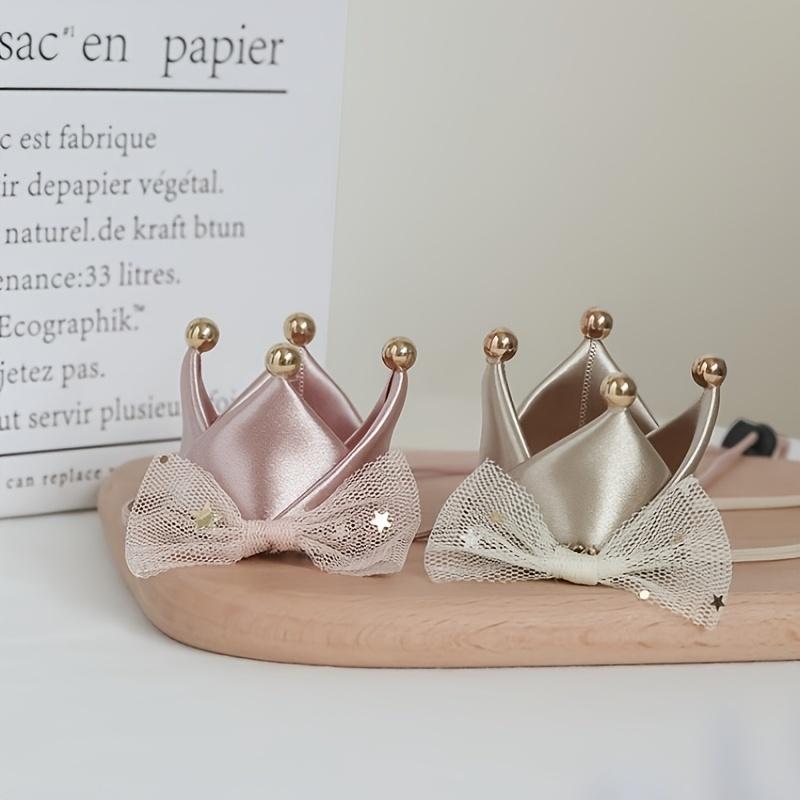Birthday hat crown hairpin, birthday cake hat net-silk bow crown clip, princess photo accessory hair decoration