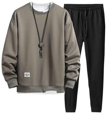 Haut et bas de maillot d'hiver Bligo Plus Ensemble populaire coréen pour hommes de rue ample en similicuir uni, Tailles, Sweat-shirt, Superposé, Coupe, Décontracté,