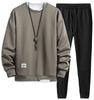 Bligo Winter Jersey Top and Bottom Plus Solid Color Faux Leather Loose Street Popular Korean Men's Set, Sizes, Sweatshirt, Layered, Fit, Casual,