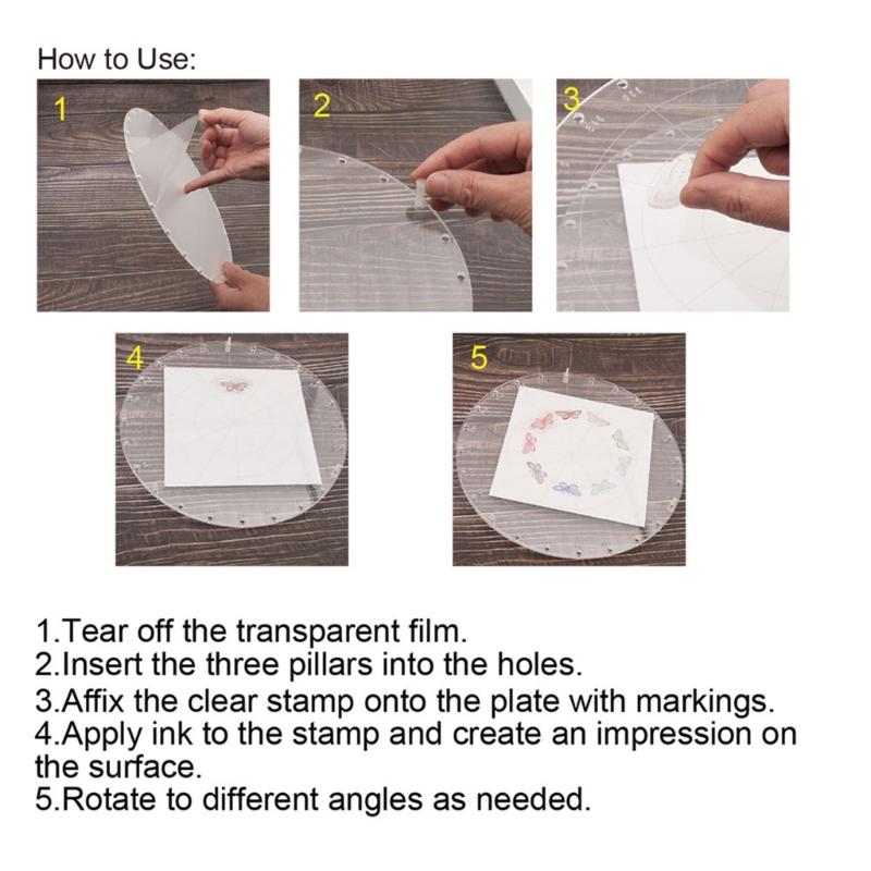 Clear Stamp Blocks Stamp and Spins Tool Round Stamping Blocks Acrylic Decorative Stamp Blocks for Scrapbooking Cards