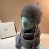 Nordic Big-Name Version Rabbit Hair Ear Protection Hat Winter Outdoor Warm Hairball Knitted Hat Japanese Sweet Headgear