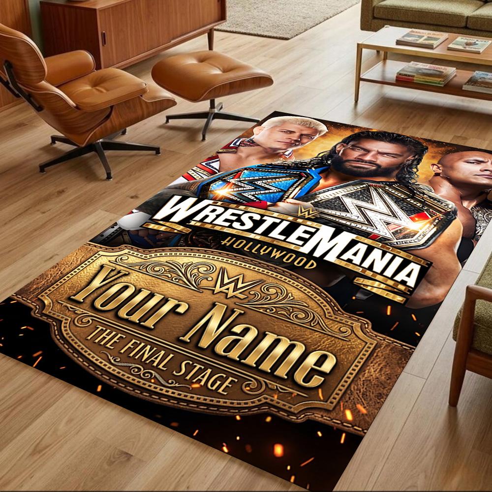 Wrestlemania Personalisierter Namens Teppich Perfekt für Arbeitszimmer Balkon Wohnheim Dekorieren Sie Zimmer Rutschfester Teppich Dekorieren Sie Büros