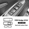 4PCS Carbon Fiber Car Power Window Lifter Buttons Switch Panel Trim Frame Decoration Interior Sticker For Dodge JCUV 2011-2018