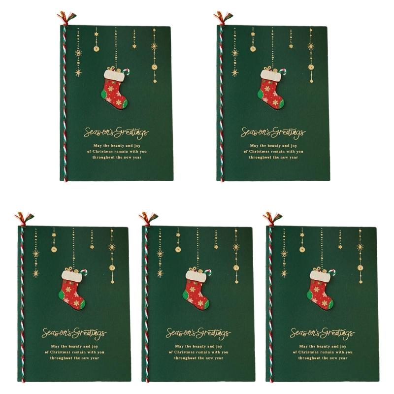 5pcs Creative Merry Christmas Greeting Cards Kid Cartoon Blessing Christmas Card New Year Postcard Gift Christmas Decor