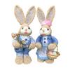 2pcs Easter Straw Bunny Figurines Farmhouse Decorations Handcrafted Straw Rabbits Sculptures For Festival Table Display