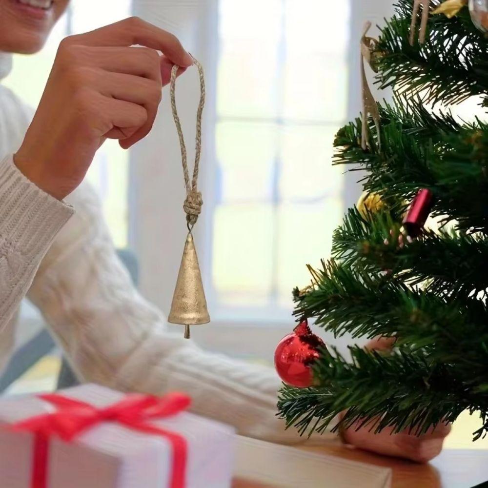 6Pcs Vintage Antique Finished Hanging Bell Hangable Xmas Tree Pendant Tree Decorations