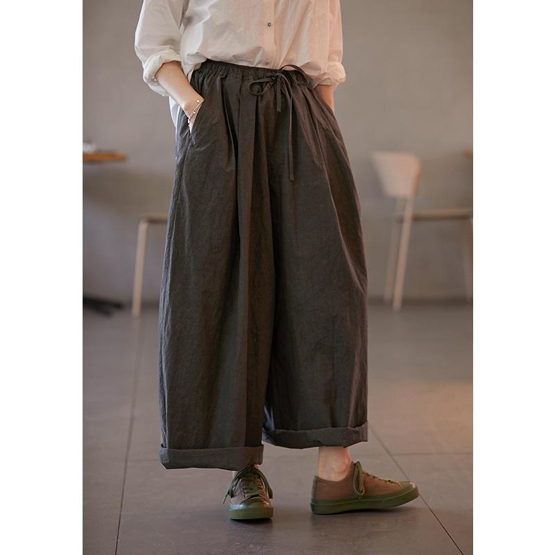 

Women s Artistic Casual Cotton Linen Wide-Leg Pants - Breathable, Lightweight, Pure Color for Summer L